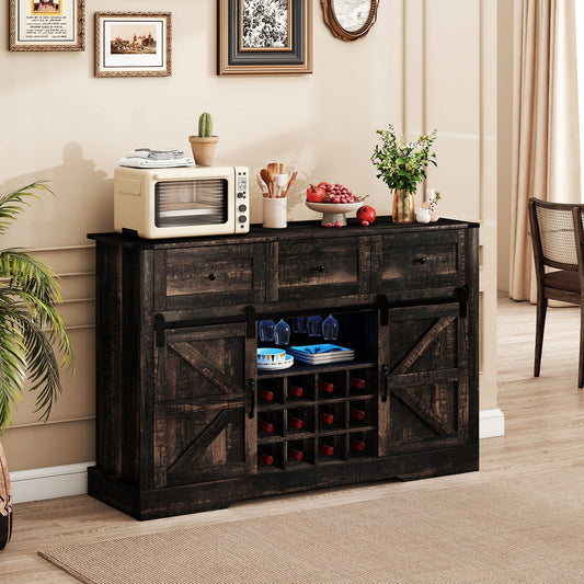 52" Wine Bar Cabinet with LED Lights, Oak Sideboards Cabinets & Buffets Oak at Gallery Canada