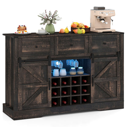 52" Wine Bar Cabinet with LED Lights, Oak Sideboards Cabinets & Buffets at Gallery Canada