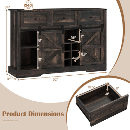 52" Wine Bar Cabinet with LED Lights, Oak Sideboards Cabinets & Buffets at Gallery Canada