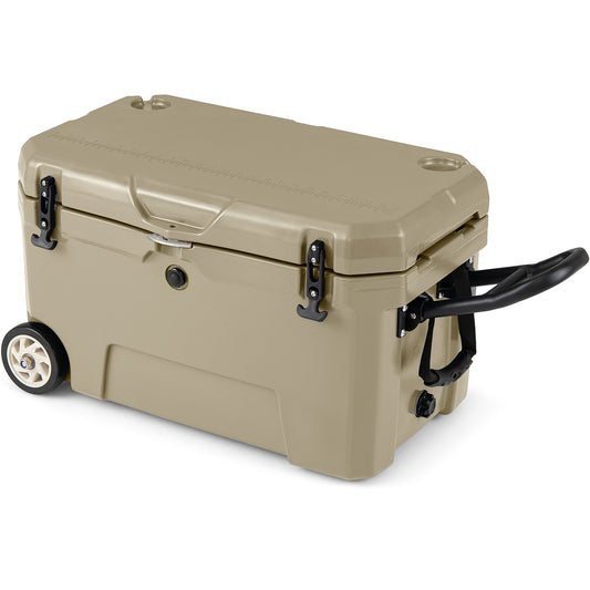 52 Quart Portable Hard Cooler with 6-Day Ice Retention and Wheels, Khaki Coolers Khaki at Gallery Canada