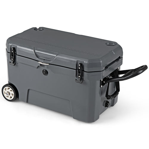 52 Quart Portable Hard Cooler with 6-Day Ice Retention and Wheels, Gray