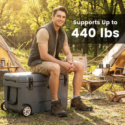 52 Quart Portable Hard Cooler with 6-Day Ice Retention and Wheels, Gray Coolers at Gallery Canada