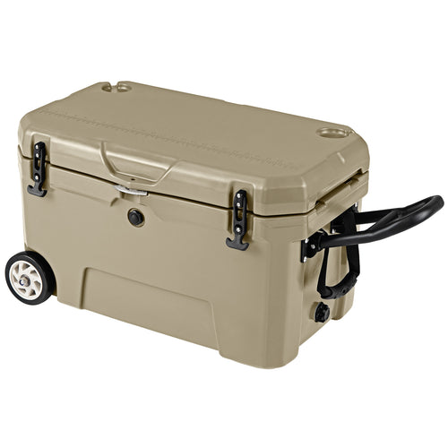52 Quart Portable Hard Cooler with 6-Day Ice Retention and Wheels, Khaki