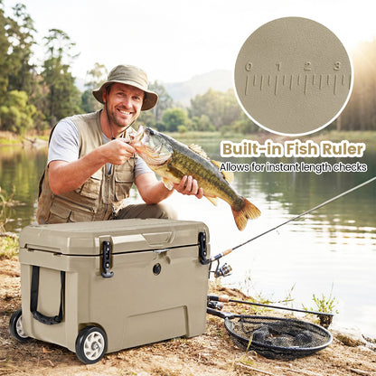 52 Quart Portable Hard Cooler with 6-Day Ice Retention and Wheels, Khaki Coolers at Gallery Canada