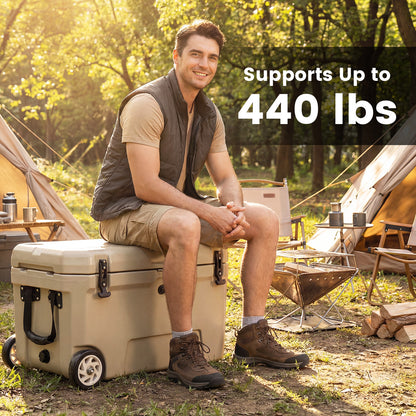 52 Quart Portable Hard Cooler with 6-Day Ice Retention and Wheels, Khaki Coolers at Gallery Canada