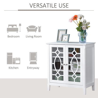 Sideboard Cabinet, Buffet Table, Double Glass Doors, 2 Shelves, White Bar Cabinets at Gallery Canada