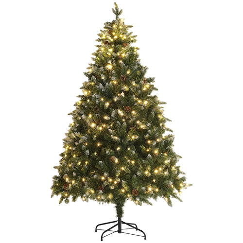 6 Foot Prelit Artificial Christmas Tree, Hinged, Dual Color LED