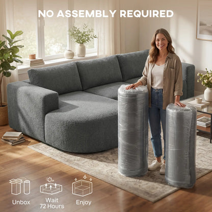 L-Shaped Modular Sectional Sofa, With Chaise And Deep Seat, Dark Grey 3-Seater Sofas at Gallery Canada