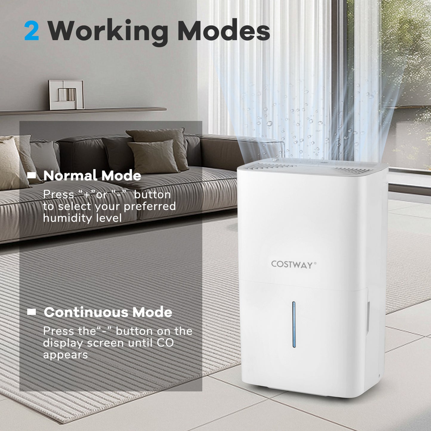 65 Pints Dehumidifier with 24H Timer and LED Display, White Dehumidifiers at Gallery Canada