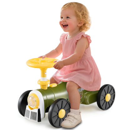 Ride on Toy with Steering Wheel and Train Whistle Sound Button, Green Push & Pedal Ride On Toys at Gallery Canada