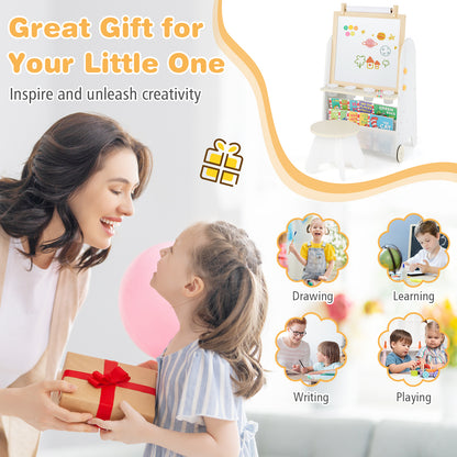 4-in-1 Toddler Activity Table Set with Magnetic Whiteboard and Chalk Board, Natural Art Easels at Gallery Canada