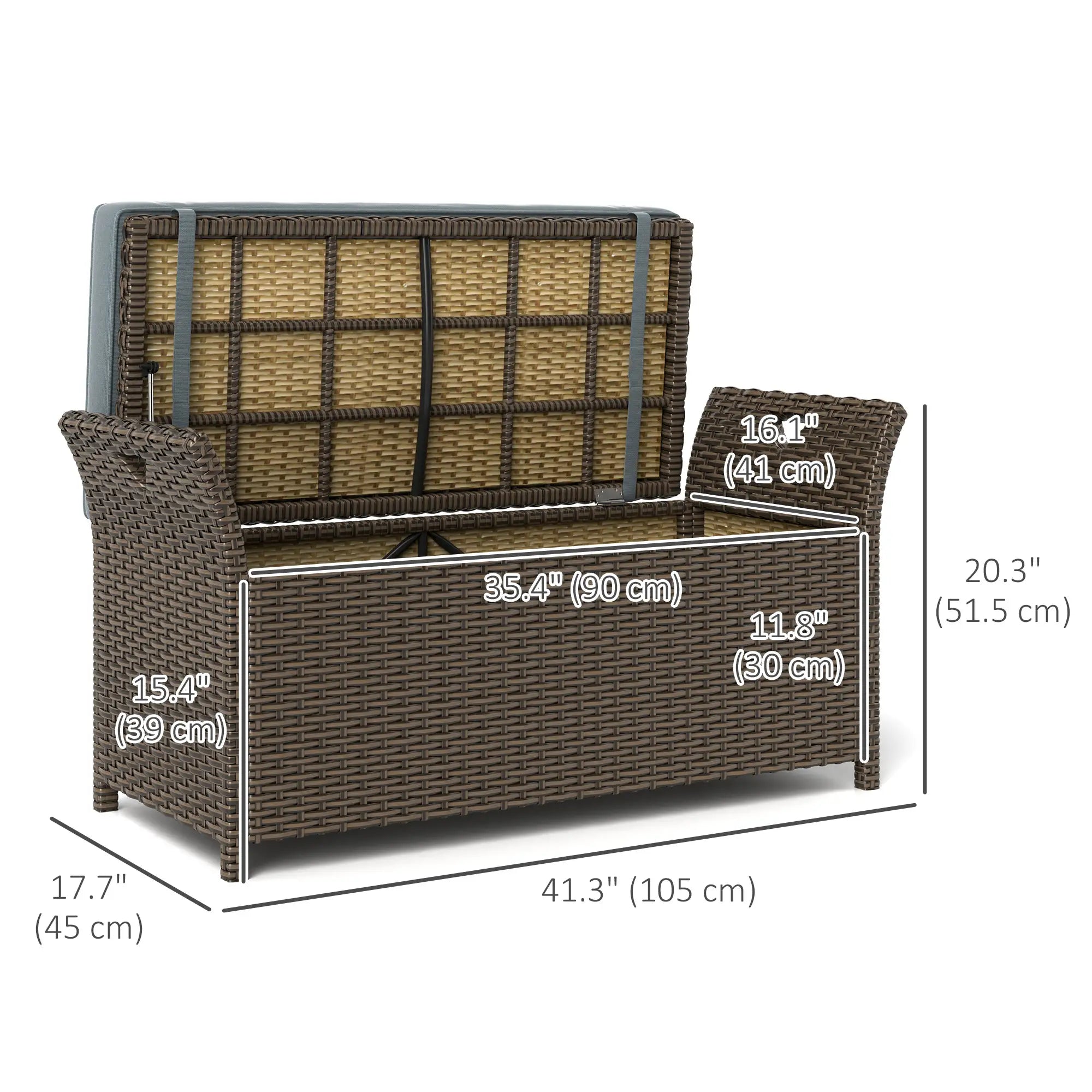 2-In-1 Outdoor Rattan Storage Bench, 29 Gallon, Dark Grey Patio Storage Boxes at Gallery Canada
