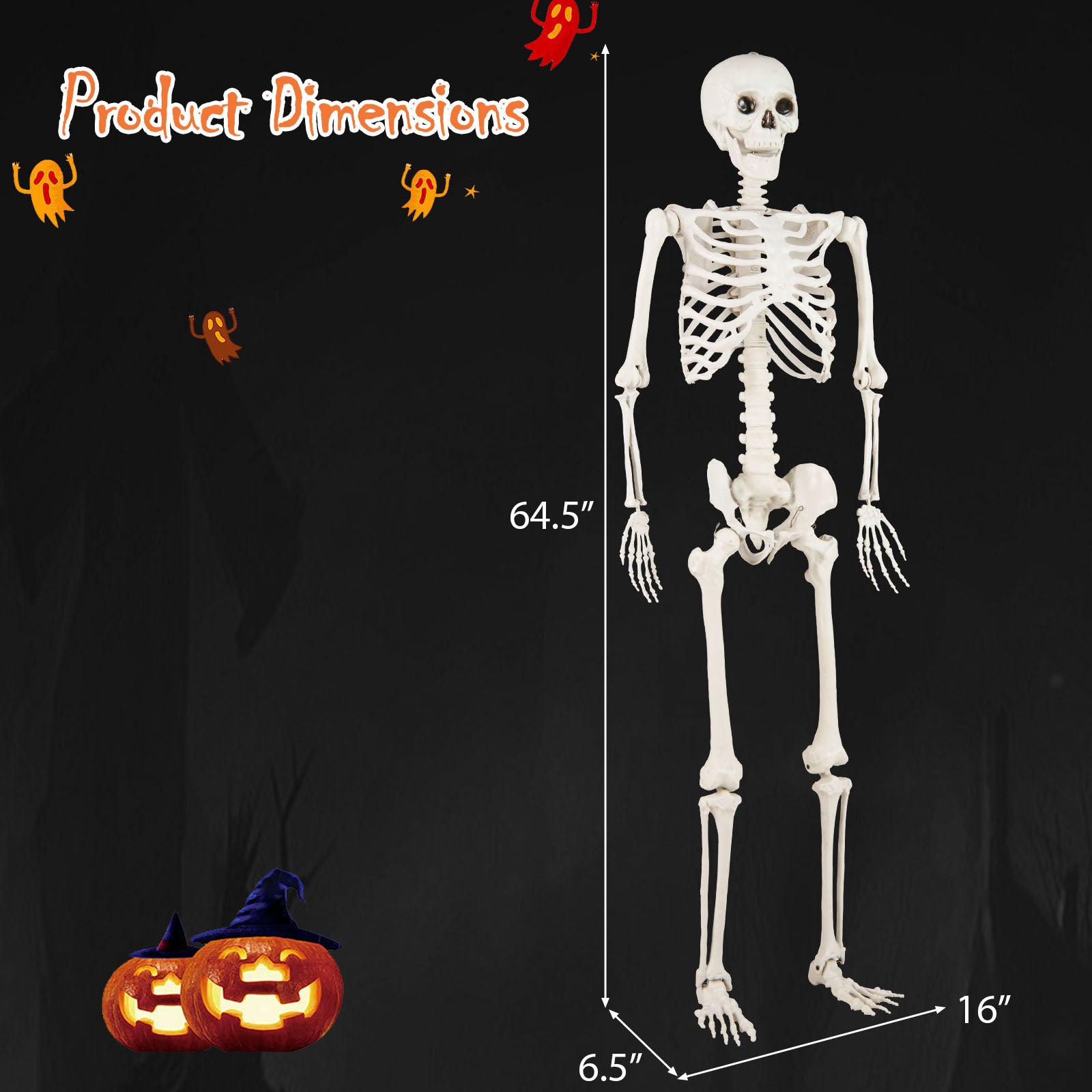 5.4 FT Life Size Large Halloween Skeleton Decoration, White Halloween at Gallery Canada