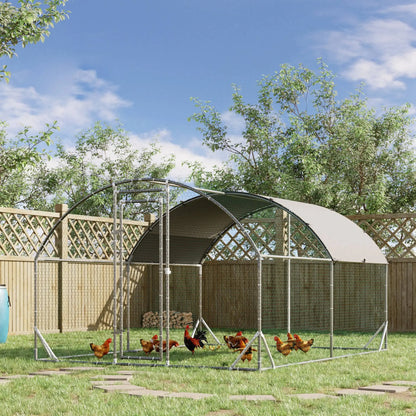 Large Metal Chicken Coop, Walk-In Enclosure, 9.2' x 12.5' x 6.5', Silver Chicken Coops at Gallery Canada