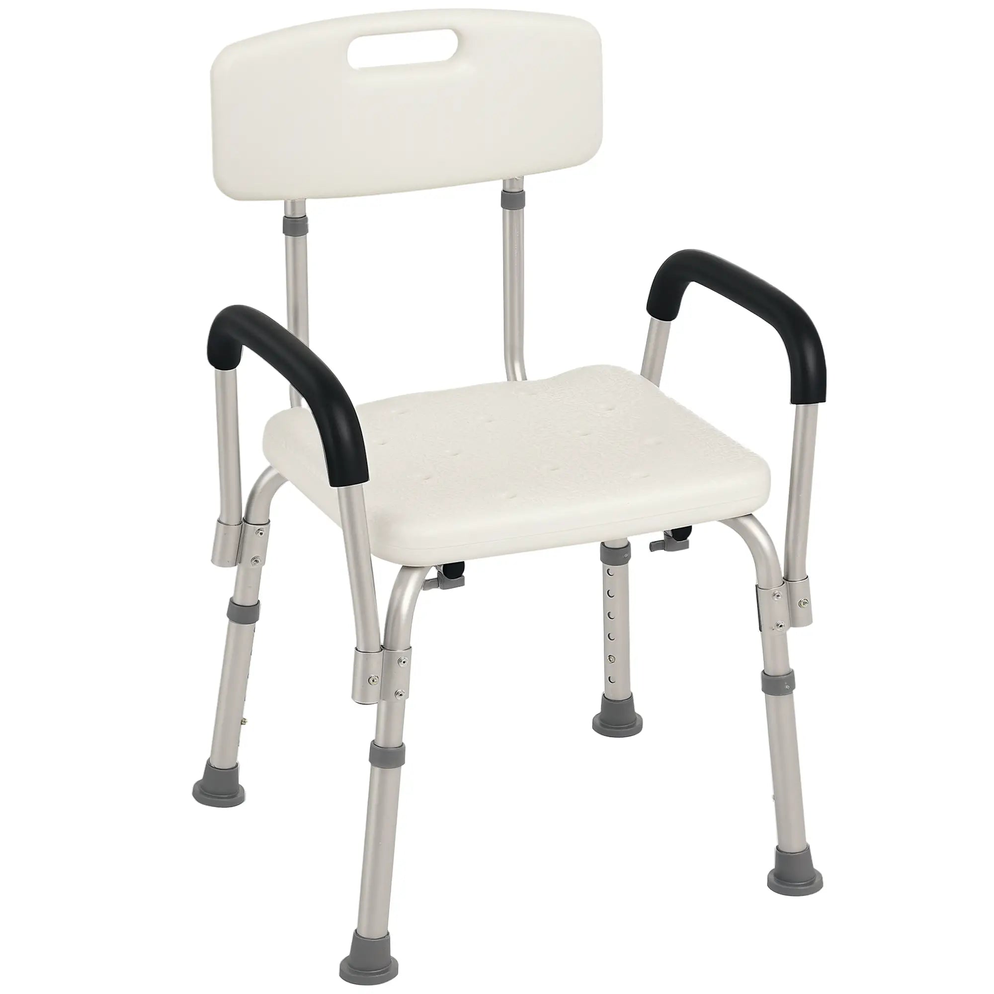Adjustable Medical Shower Chair with Back, Padded Arms, Non Slip Tub Safety Seat Bath Chairs Cream at Gallery Canada