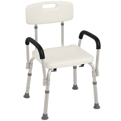 Adjustable Medical Shower Chair with Back, Padded Arms, Non Slip Tub Safety Seat Bath Chairs Cream at Gallery Canada