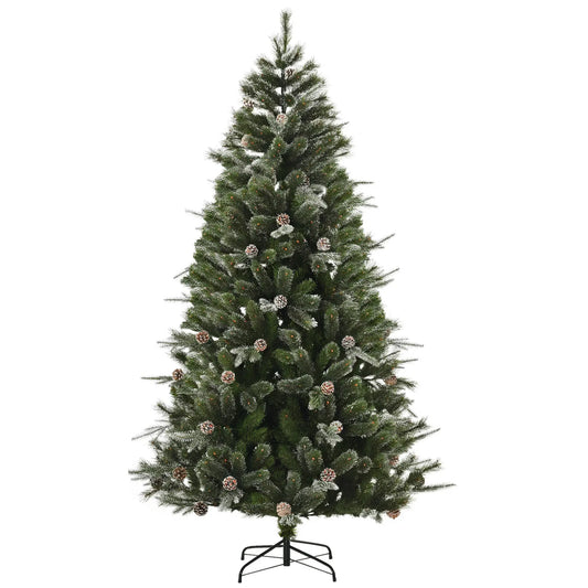 7FT Artificial Christmas Snow Pine Tree, Pinecone, Green Artificial Christmas Trees Green at Gallery Canada