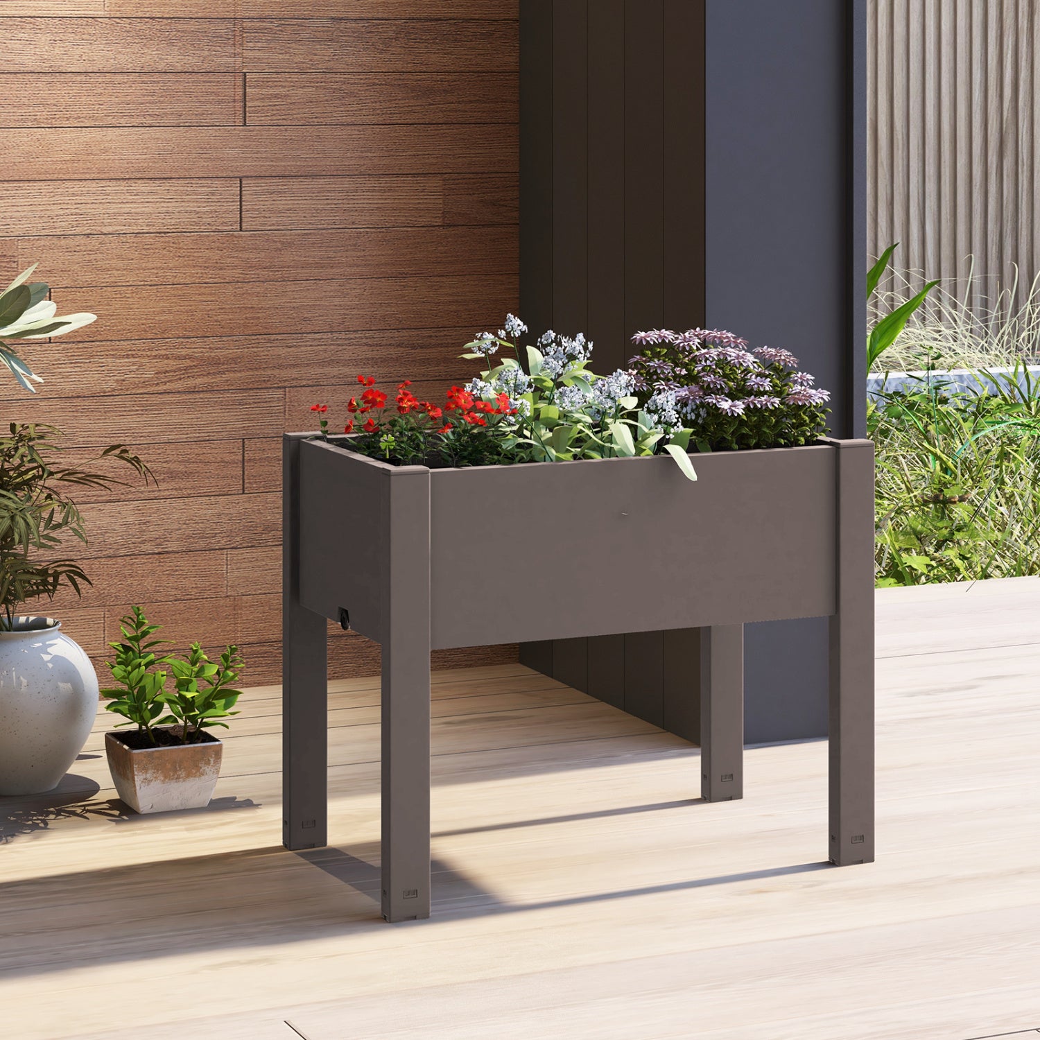 53L Raised Bed Grow Box, Self-Watering Planter, Water Level Monitor, Coffee Raised Garden Beds at Gallery Canada