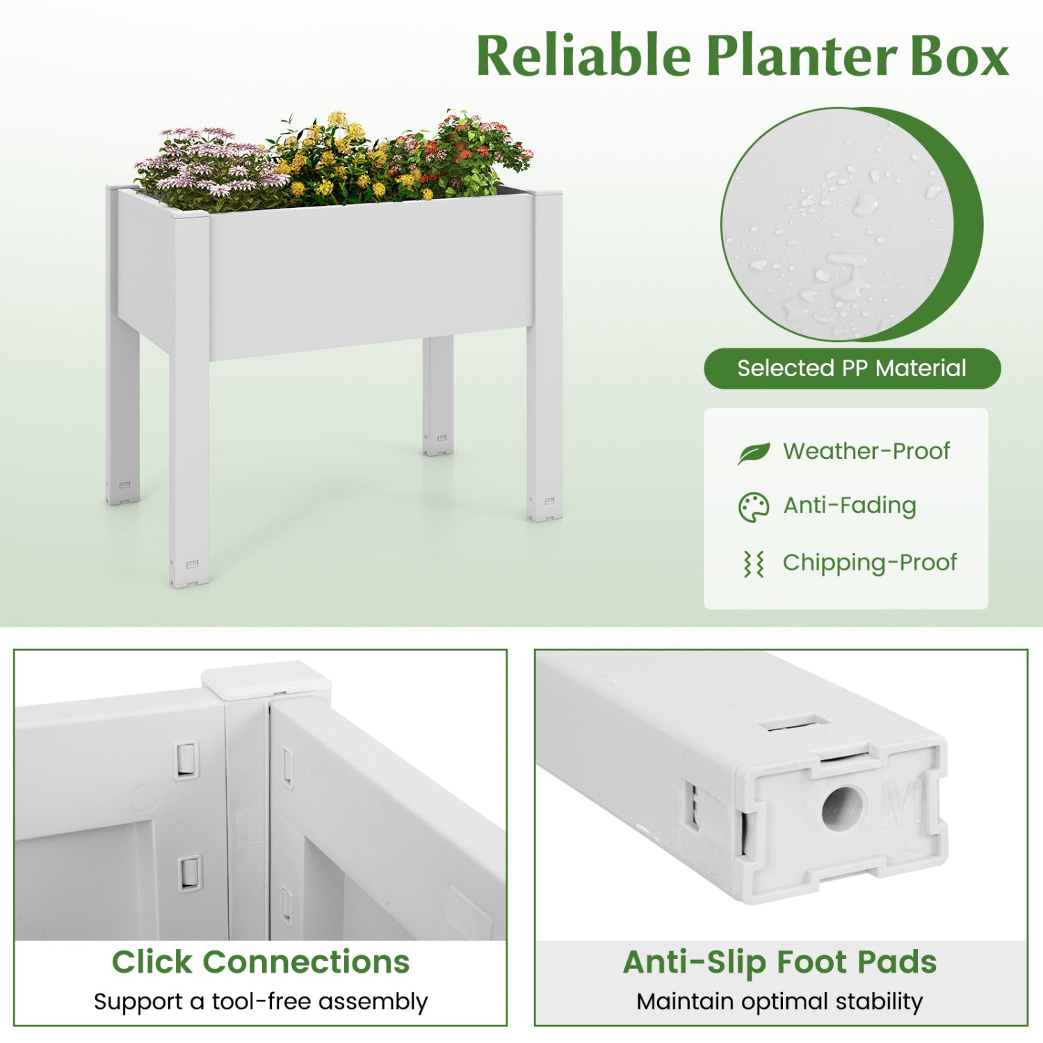 53L Raised Bed Grow Box, Self-Watering Planter Stand, Water Level Monitor, White Raised Garden Beds at Gallery Canada