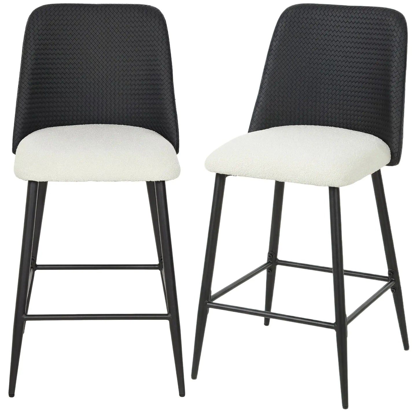 Counter Height Bar Stools Set of 2, 26", Black Bar Stools Black, Beige at Gallery Canada