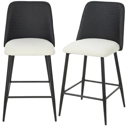 Counter Height Bar Stools Set of 2, 26", Black Bar Stools Black, Beige at Gallery Canada