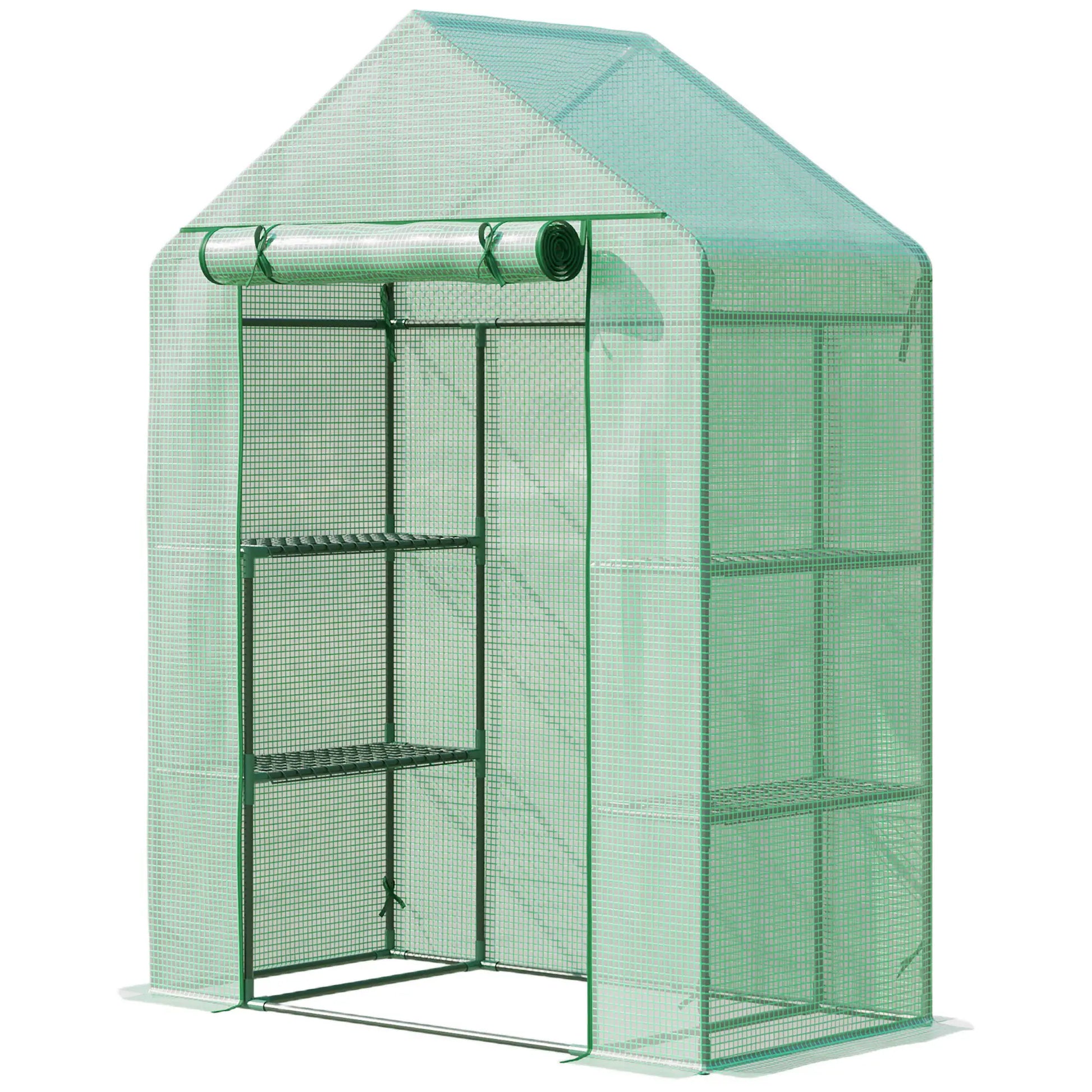 55" x 28" x 75" Walk-in Greenhouse, Portable Garden House, 4 Shelves, PE Cover, Green Walk In Greenhouses at Gallery Canada