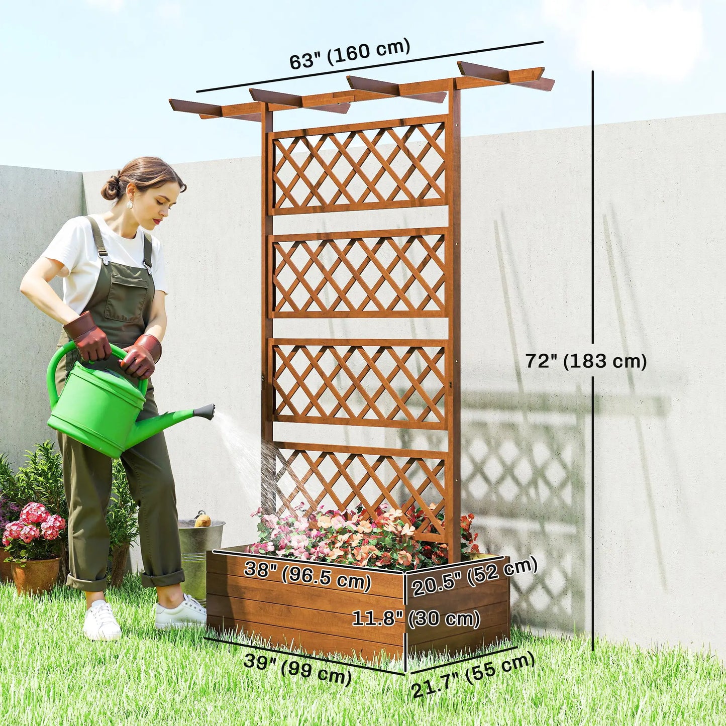 Wooden Planter with Trellis, Raised Garden Bed, Orange Raised Garden Beds at Gallery Canada