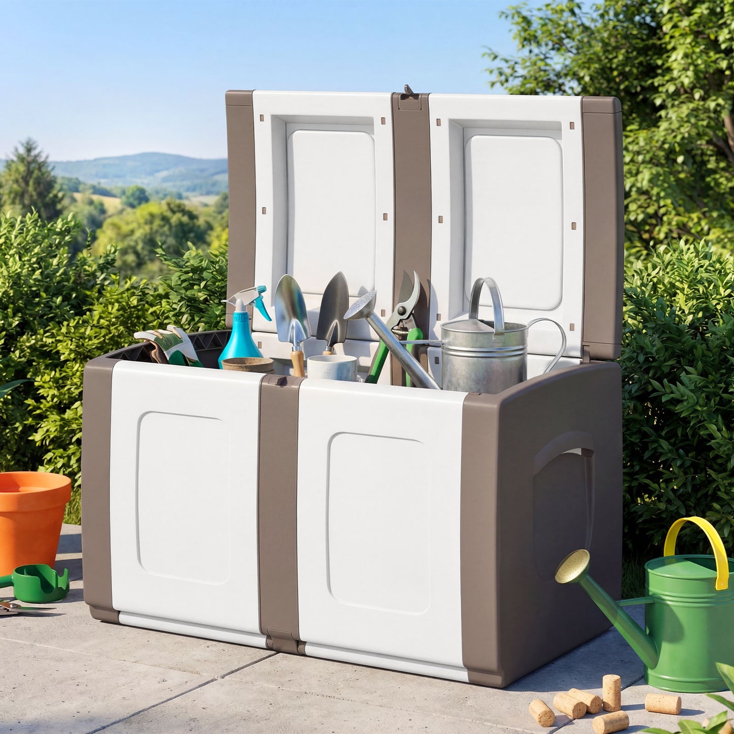 53 Gallon Patio Container, Lockable Lid, Beige Garden Tools at Gallery Canada