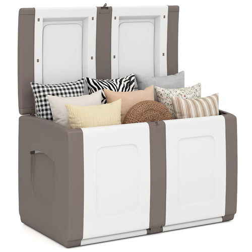 53 Gallon Patio Container, Lockable Lid, Beige