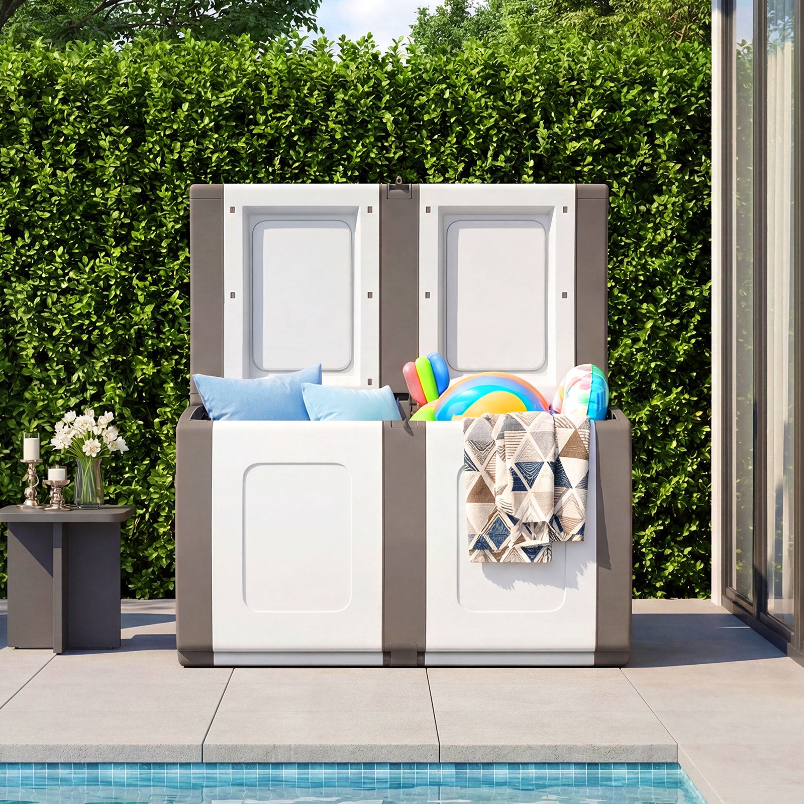 53 Gallon Patio Container, Lockable Lid, Beige Garden Tools at Gallery Canada