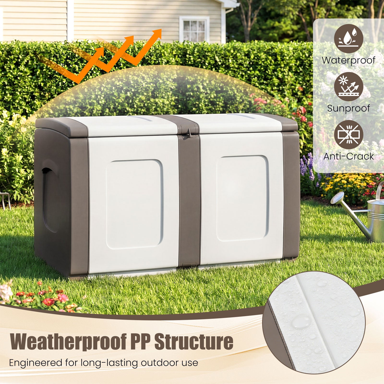 53 Gallon Patio Container, Lockable Lid, Beige Garden Tools at Gallery Canada