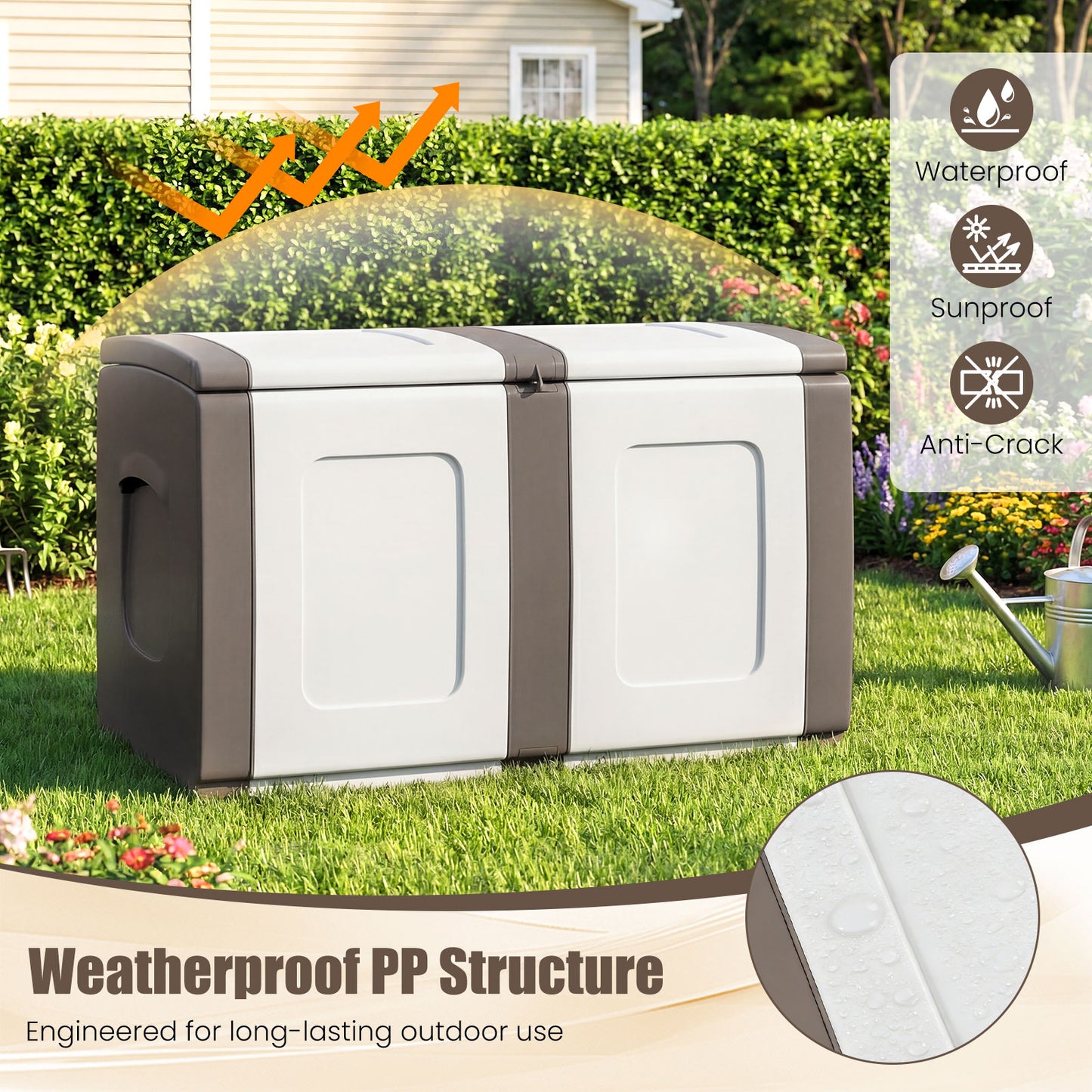53 Gallon Patio Container, Lockable Lid, Beige Garden Tools at Gallery Canada