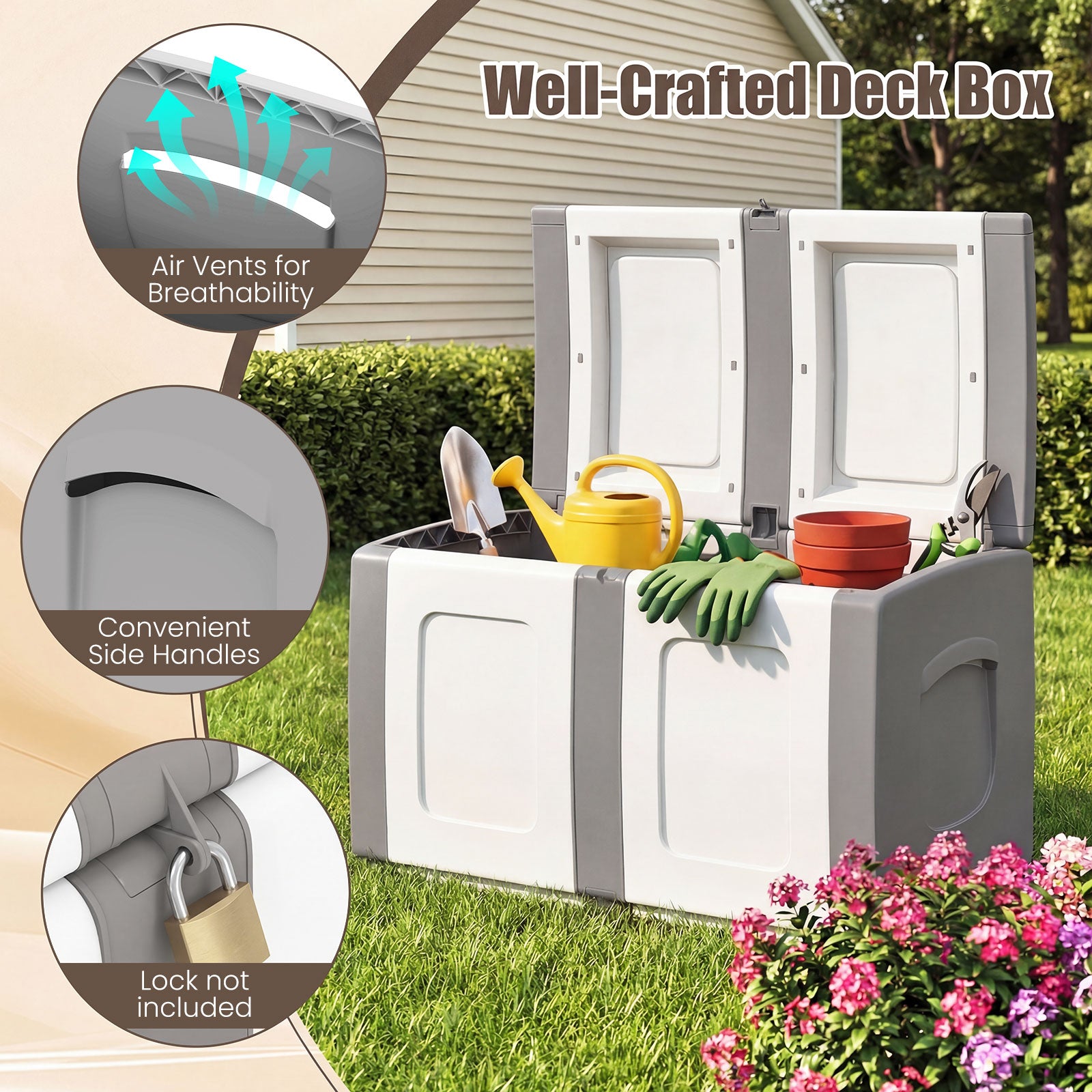 Patio Container, Lockable Lid, Gray Garden Tools at Gallery Canada