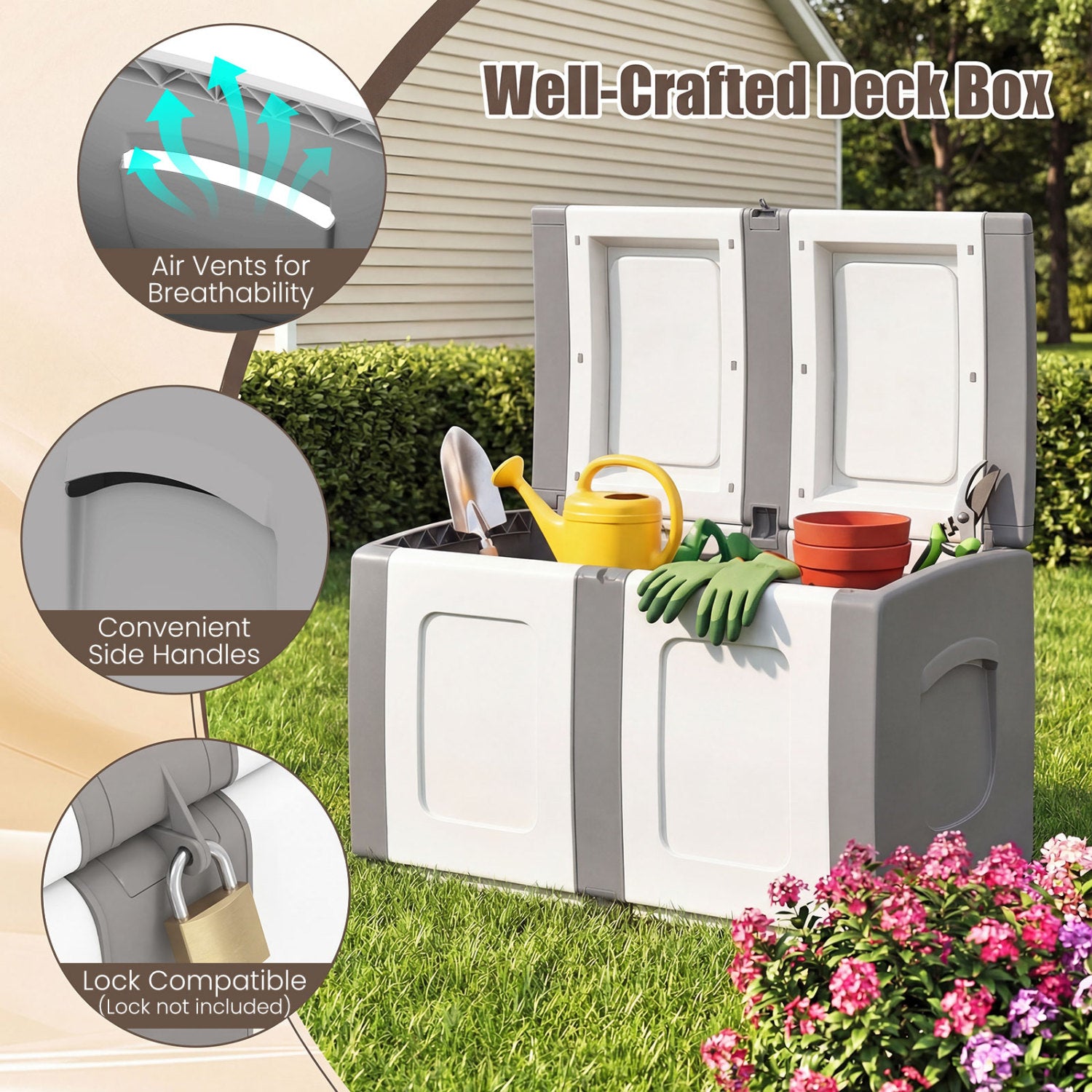 Patio Container, Lockable Lid, Gray Garden Tools at Gallery Canada