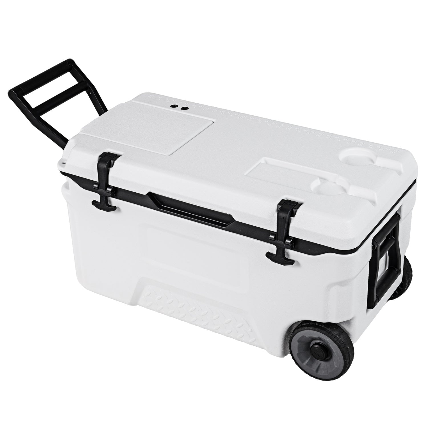 53 Quart Portable Rolling Cooler with Fish Ruler for Outdoor, White Coolers White at Gallery Canada
