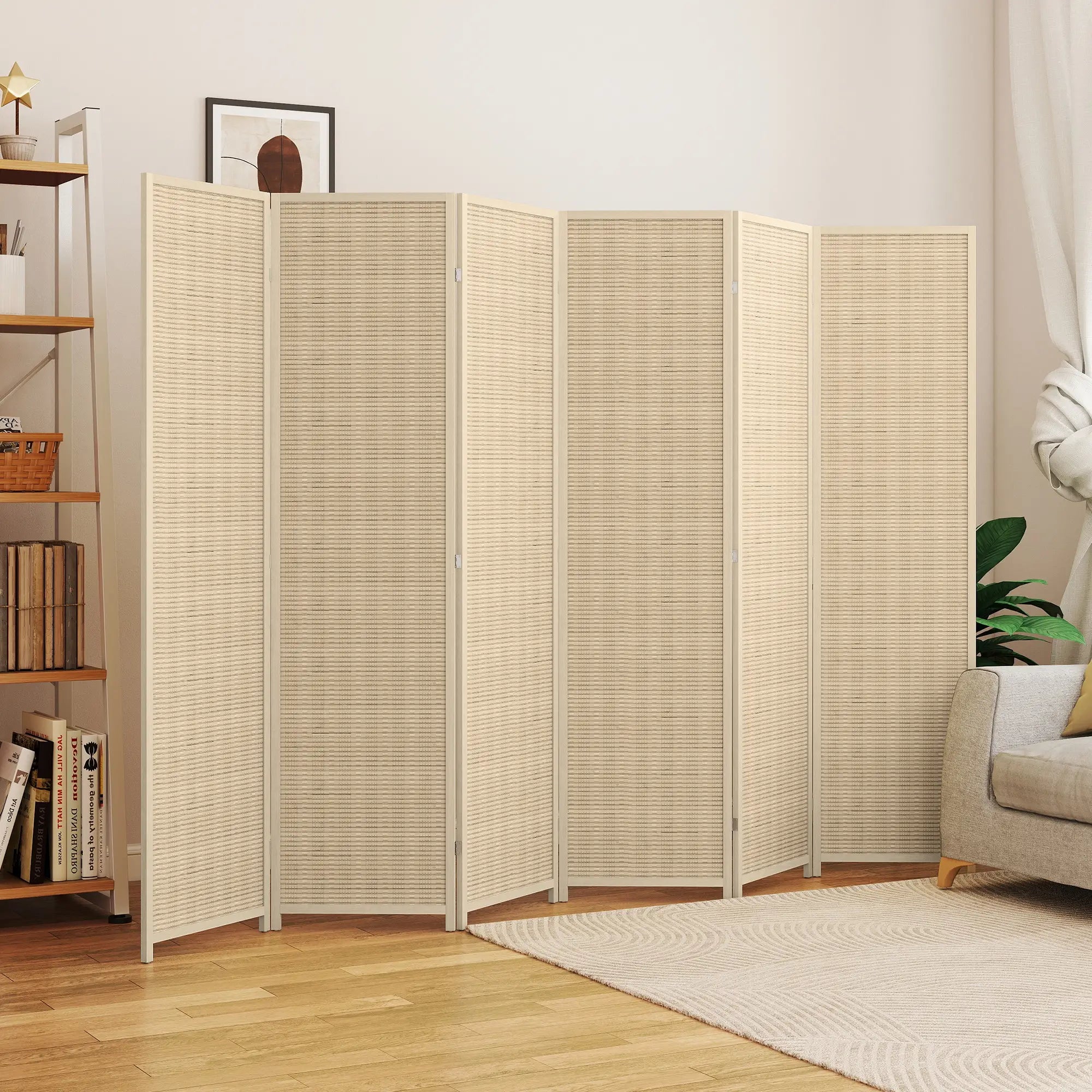 Woven Bamboo Room Divider, 6 Panel Folding Privacy Screen, Natural Wood Room Dividers at Gallery Canada