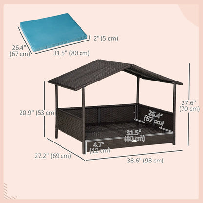 Wicker Pet House Dog Bed, Indoor Outdoor Rattan Furniture with Cushion Houses, Kennels & Pens at Gallery Canada
