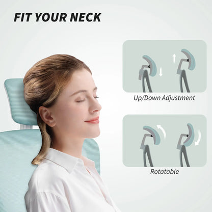 Ergonomic Office Chair, Mesh Desk Chair, Adjustable Headrest, Lumbar Support, Light Green Task Chairs at Gallery Canada