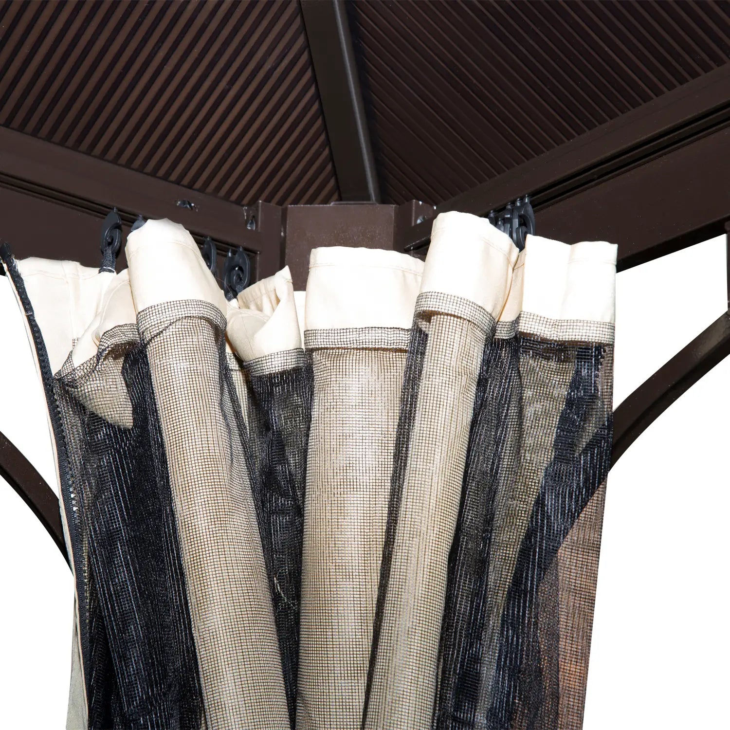 10x10 Ft Hard Top Gazebo, Heavy Duty Canopy, Sun Shade, Coffee, Beige Gazebos at Gallery Canada