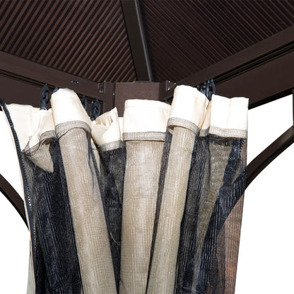 10x10 Ft Hard Top Gazebo, Heavy Duty Canopy, Sun Shade, Coffee, Beige Gazebos at Gallery Canada