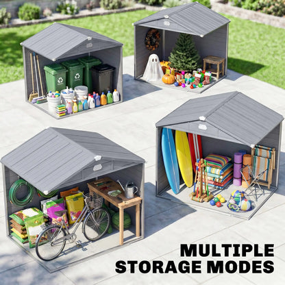 Small Garden Shed, Latch Door, Vents, Sloped Roof, 8x6, Light Grey Sheds at Gallery Canada