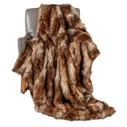 540GSM Soft Plush Fuzzy Luxury Faux Raccoon Fur Blanket for Bed-M, Golden Bedding at Gallery Canada