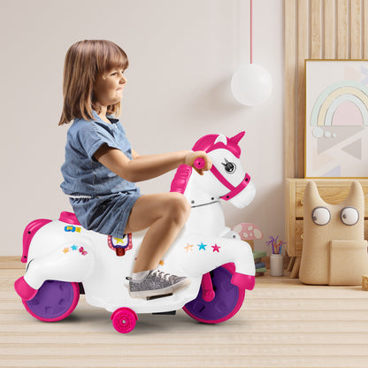 12V Unicorn Ride on Toy with Training Wheels and Horse Riding Mode, Rose Red Powered Ride On Toys at Gallery Canada