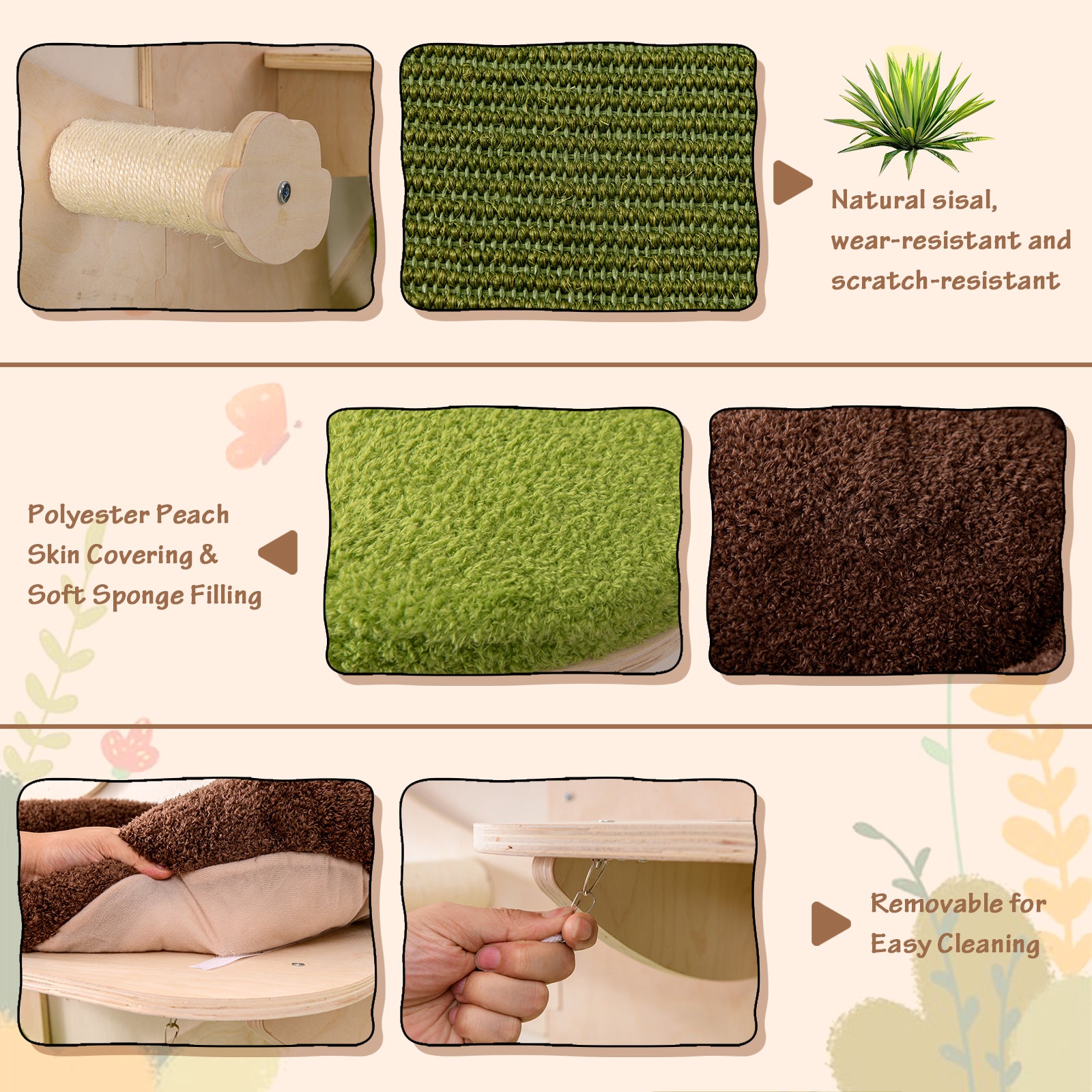 Wall-Mounted Cat Tower Cat Wall Shelves Furniture with Bed, Green Cat Trees Condos & Scratchers at Gallery Canada