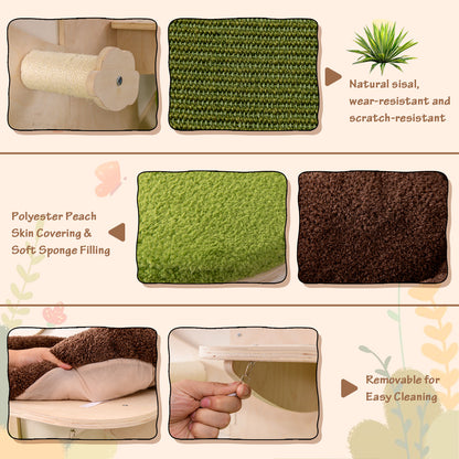 Wall-Mounted Cat Tower Cat Wall Shelves Furniture with Bed, Green Cat Trees Condos & Scratchers at Gallery Canada