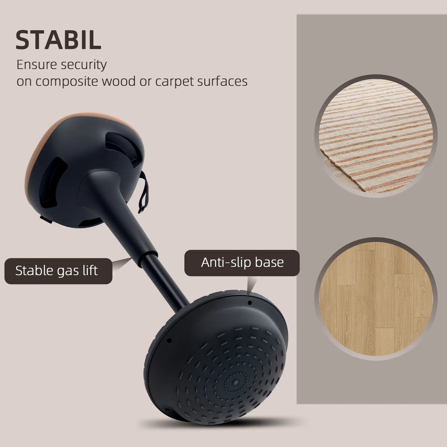 Adjustable Ergonomic Swivel Standing Stool, Brown Office Chairs at Gallery Canada