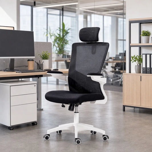 Ergonomic Office Chair, Swivel Desk Chair, Adjustable Lumbar Support, Headrest, Flip-Up Armrests, Black Task Chairs Black, White at Gallery Canada