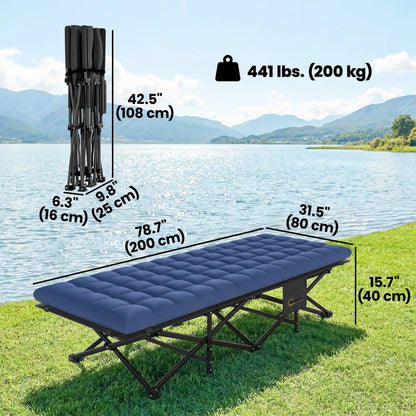 Set Of 2 Camping Cots With Soft Pad, 32" Extra Wide, Blue Camping Cots at Gallery Canada