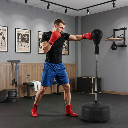 54.5"-62" Height Adjustable Punching Bag With Stand, Black