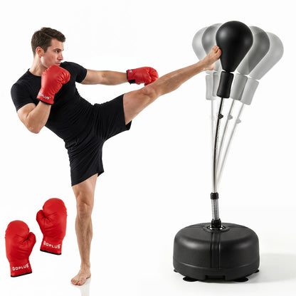 54.5"-62" Height Adjustable Punching Bag With Stand, Black